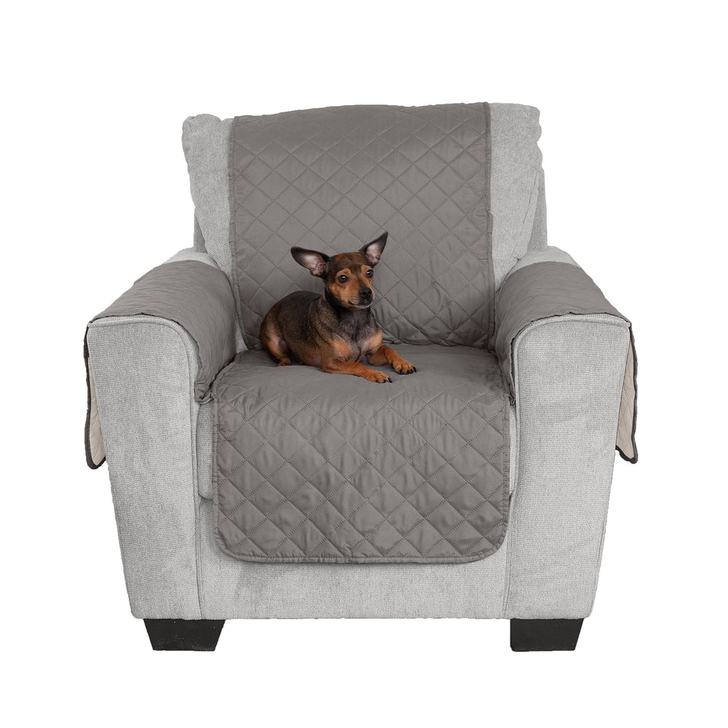 Furhaven Water-Resistant & Reversible Loveseat Cover Protector for Dogs, Cats, & Children - Two-Tone Pinsonic Quilted Living Room Furniture Cover - Gray/Mist, Loveseat