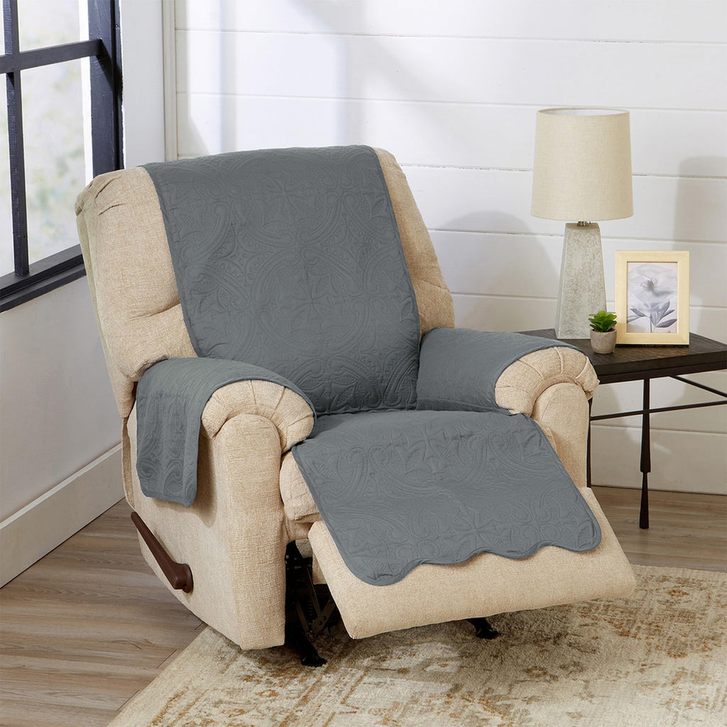 Great Bay Home Reversible Patchwork Sofa Cover - Washable Slipcover Furniture Protector with Elastic Straps - Perfect for Kids & Pets - Box-Stitched Detail (Taupe)