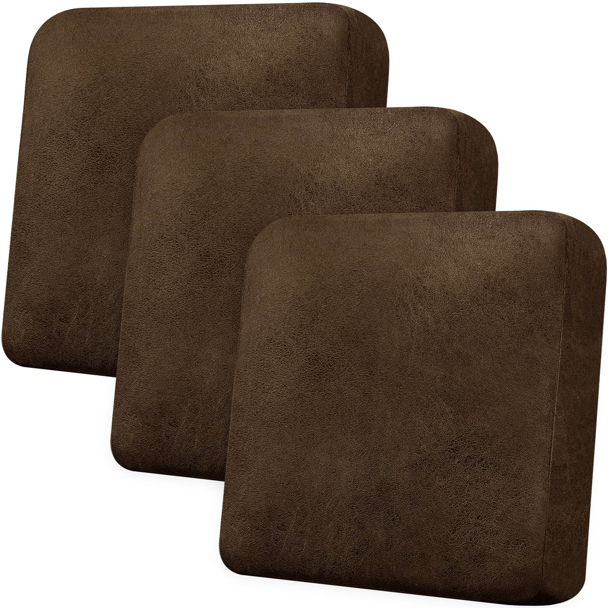 Loveseat Cushion Covers Leather-Look 2PC Stretch Love Seat Slipcover Sets for Living Room Individual Couch Seat Protector, Pet-Friendly, Non-Slip, Easy Fit - Coffee