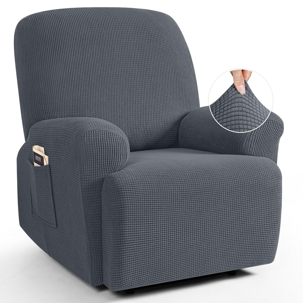 TAOCOCO Stretch Loveseat Recliner Covers 6 Piece, Charcoal Grey