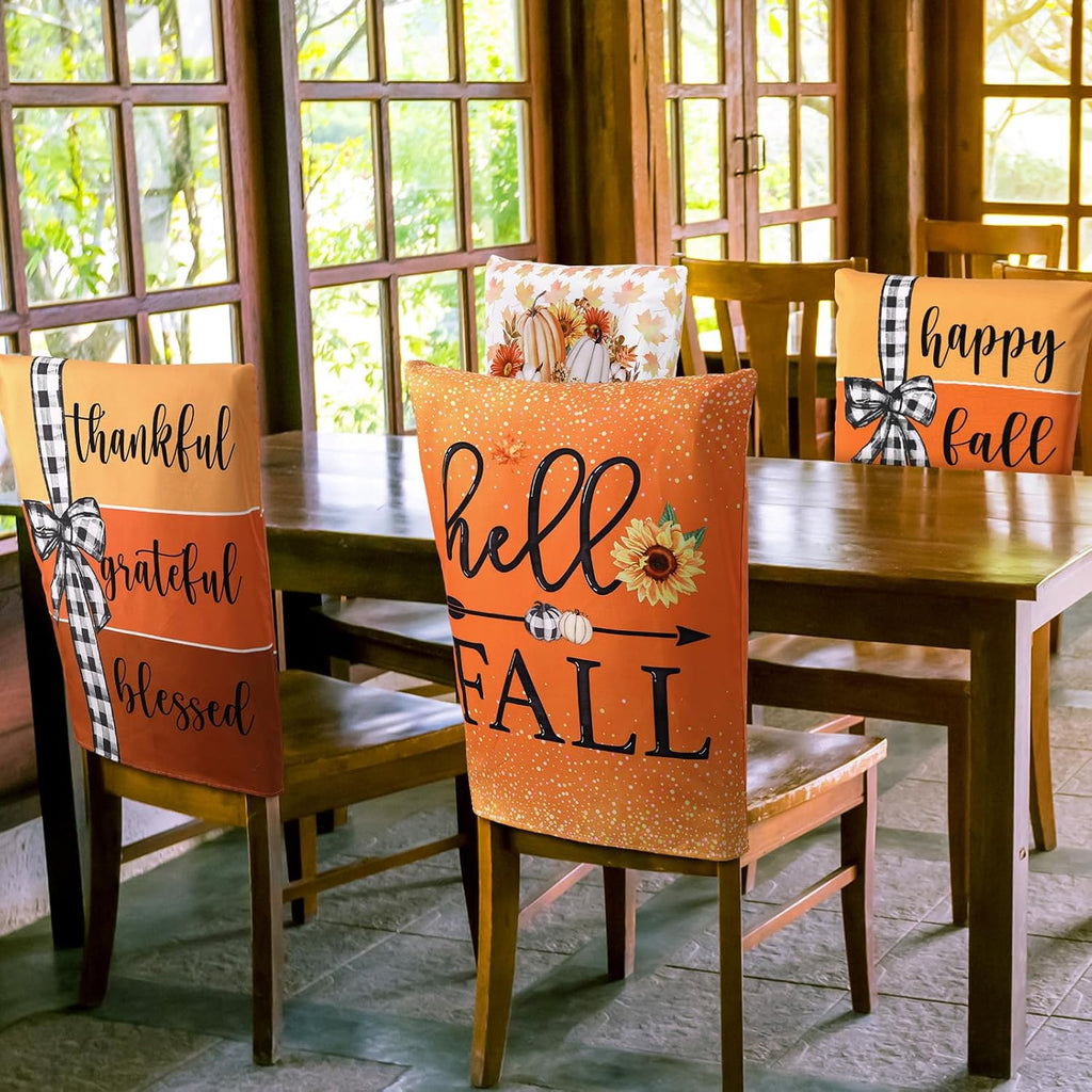 6 Pcs Fall Chair Covers, Maple Leaves Dining Chair Slipcovers
