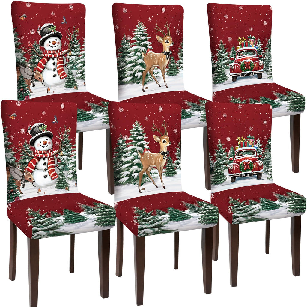 Chair Covers Set of 6 Dining Protector Stretch Autumn Pumpkin Scarecrow Maple Leaves Slipcovers Removable Washable for Dining Hotel Party Wedding