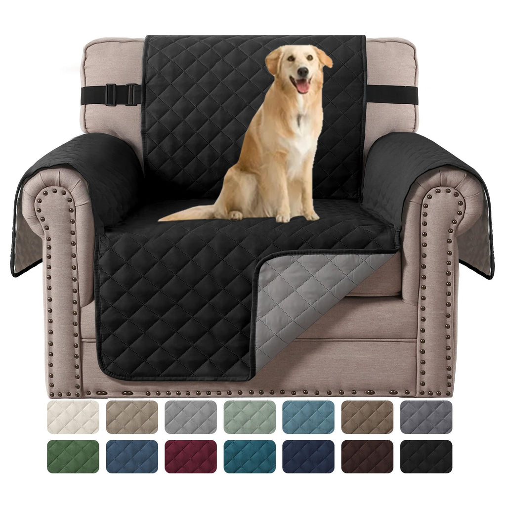 H.VERSAILTEX Reversible Couch Cover for 2 Cushion Couch Water Resistant Loveseat Washable Furniture Cover with Non-Slip Elastic Strap for Dogs, Pets, Kids(Oversized Loveseat, Charcoal Grey)