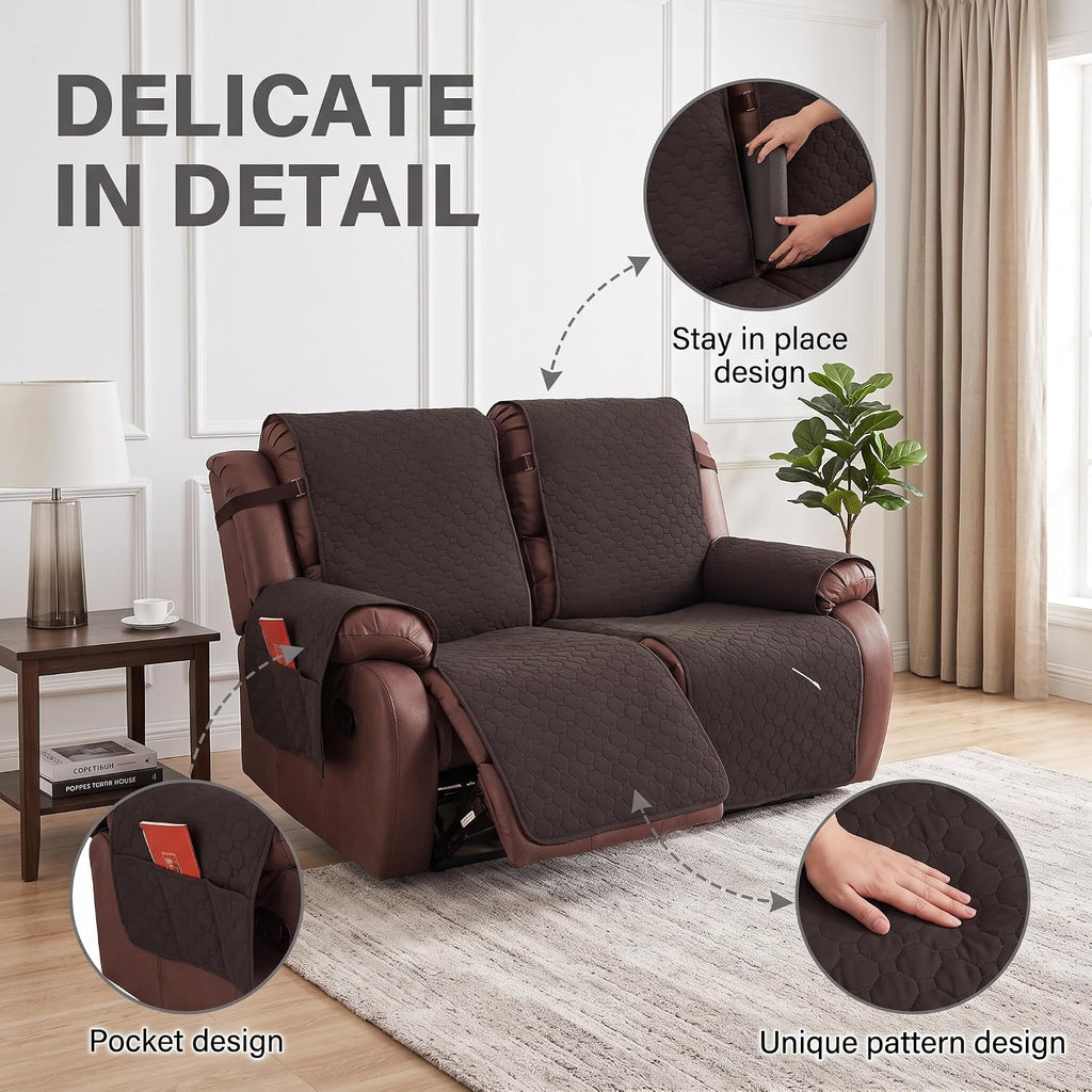 2 Seater Loveseat Recliner Covers, Chocolate