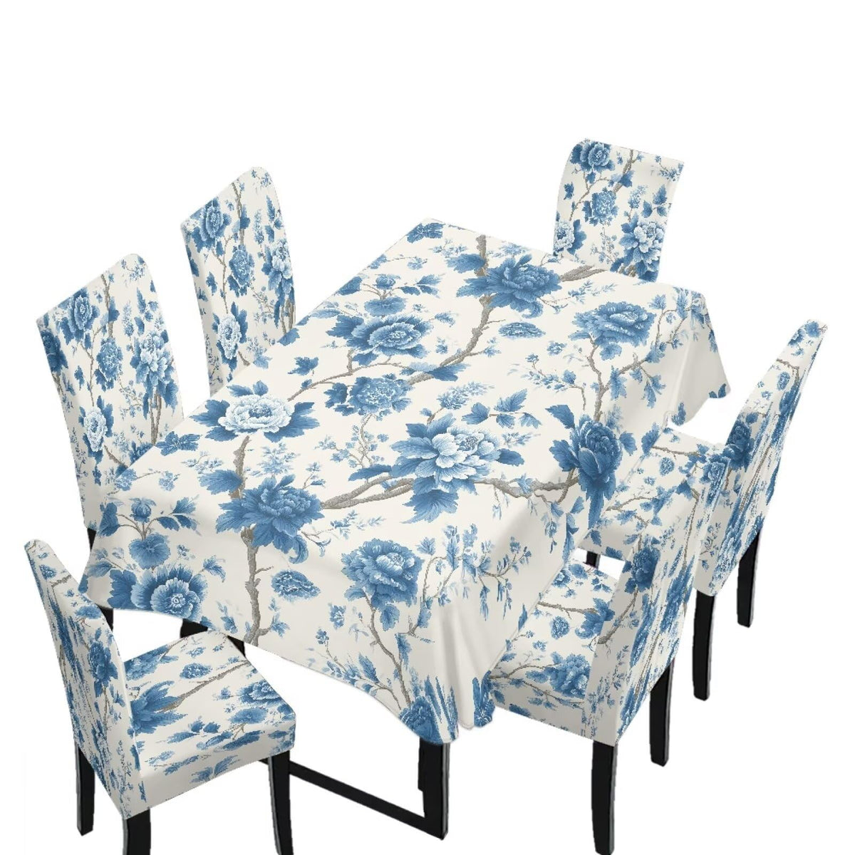 5 Pcs Table Cover Chair Covers Set Coloful Floral Dustproof Kitchen Seat Covers Set of 4 with Table Cover for Home Decor Soft Furniture Protector for Wedding Party Banquet