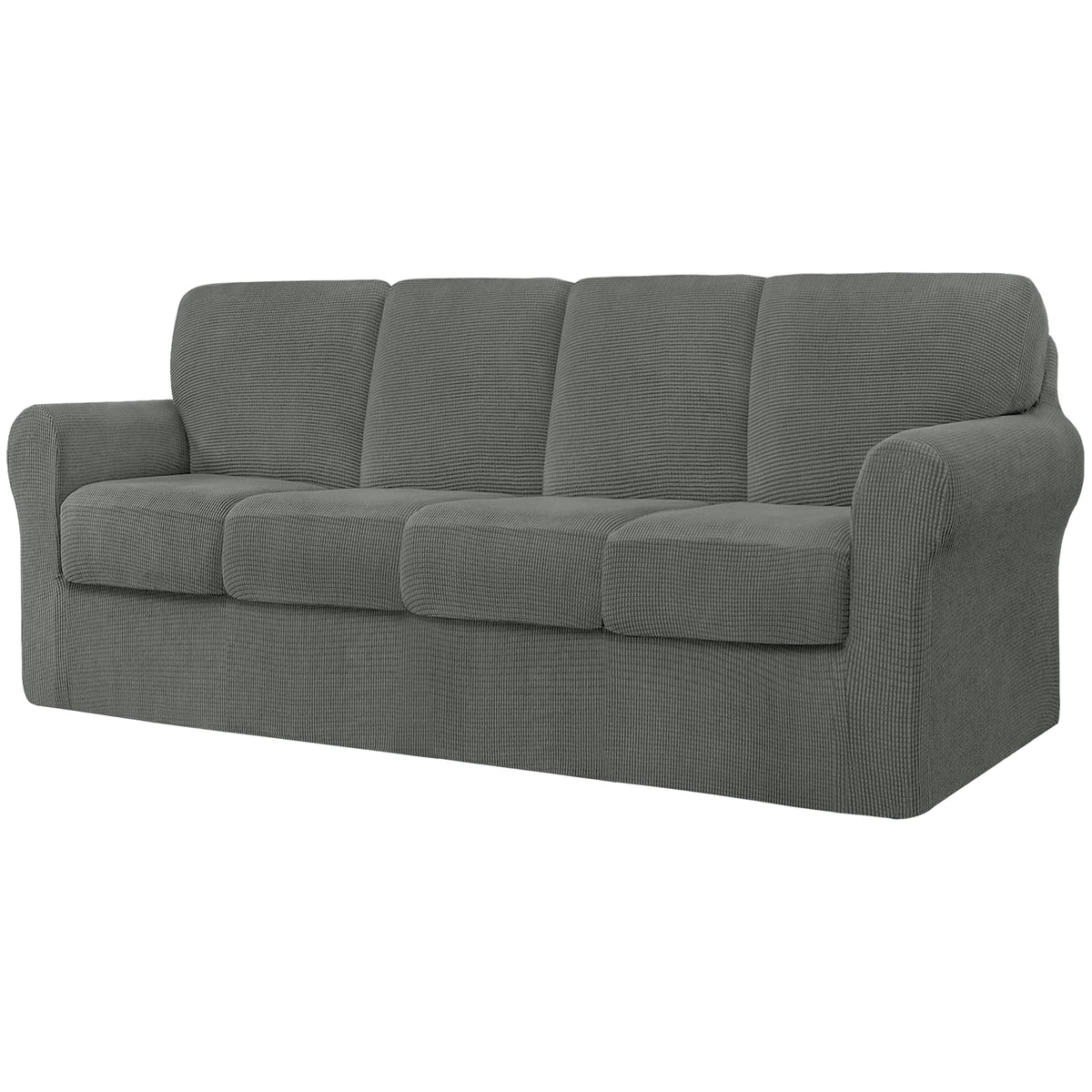 CHUN YI 5 Piece Stretch Couch Covers for Sofa, Loveseat, Grey