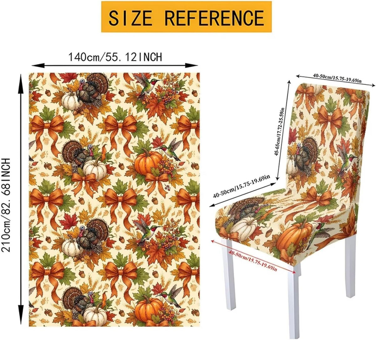 Thanksgiving Rectangle Table Cloth with Dining Chair Cover