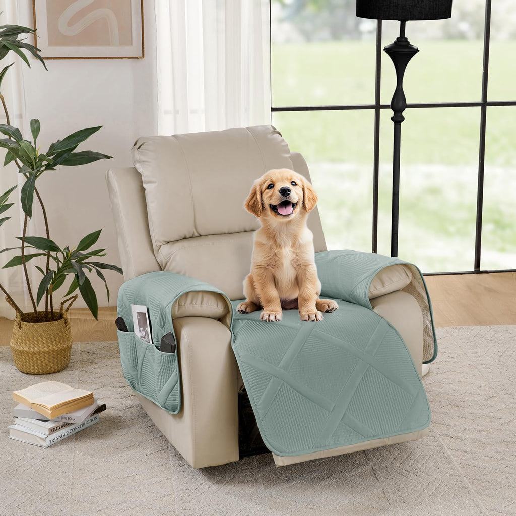 Backless Loveseat Covers for 2 Cushion Couch, Water-Repellent Covers for Leather Sofa Couch, Machine Washable Quilted Couch Covers, Pet Friendly Loveseat Slipcovers (Loveseat 48", Cool Gray)