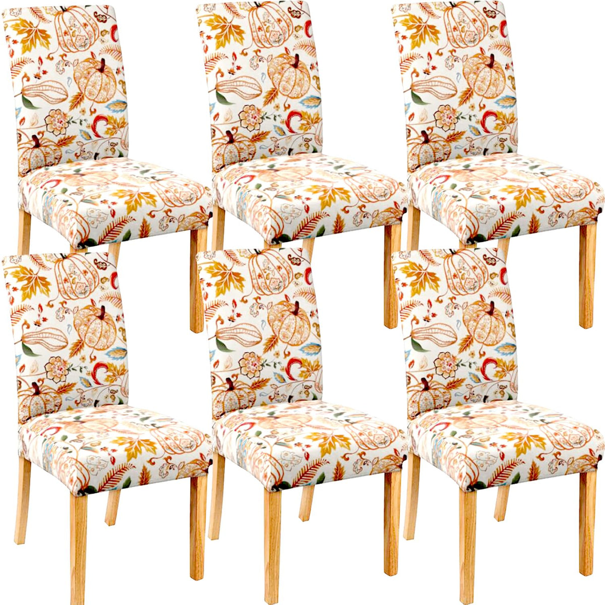 Halloween Chair Covers Set of 4, Fall Pumpkin Black/White Buffalo Plaid Chairs Slipcover for Dining Room, Removable Washable Breathable Cover in the Kitchen Restaurant Holiday Decor