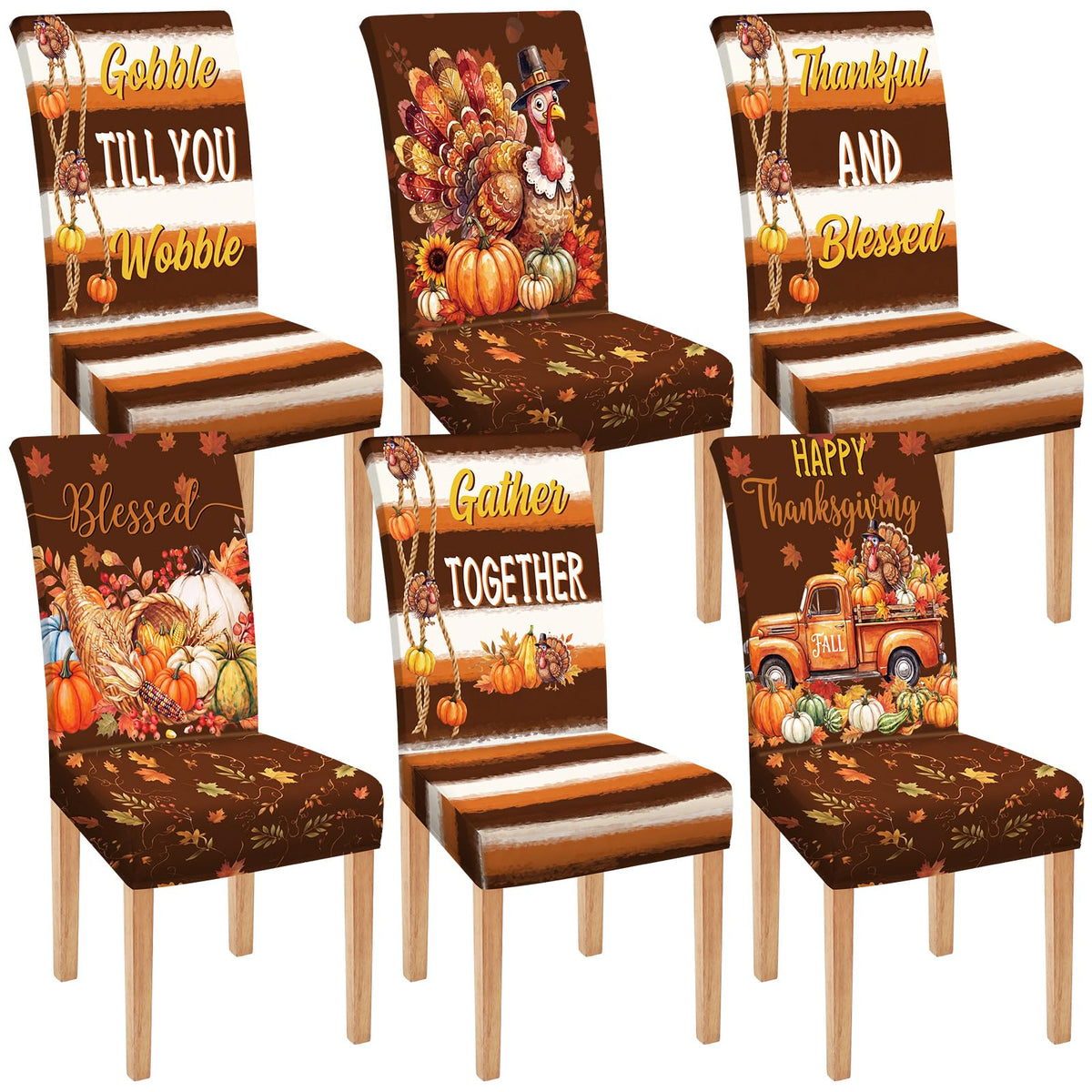Moukeren 6 Pcs Halloween Chair Covers Scary Dining Chair Slipcovers