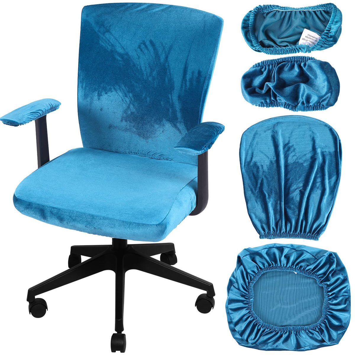 Tallew 4 Pcs Office Chair Covers Set with Armrest, Stretchable,Light Pink