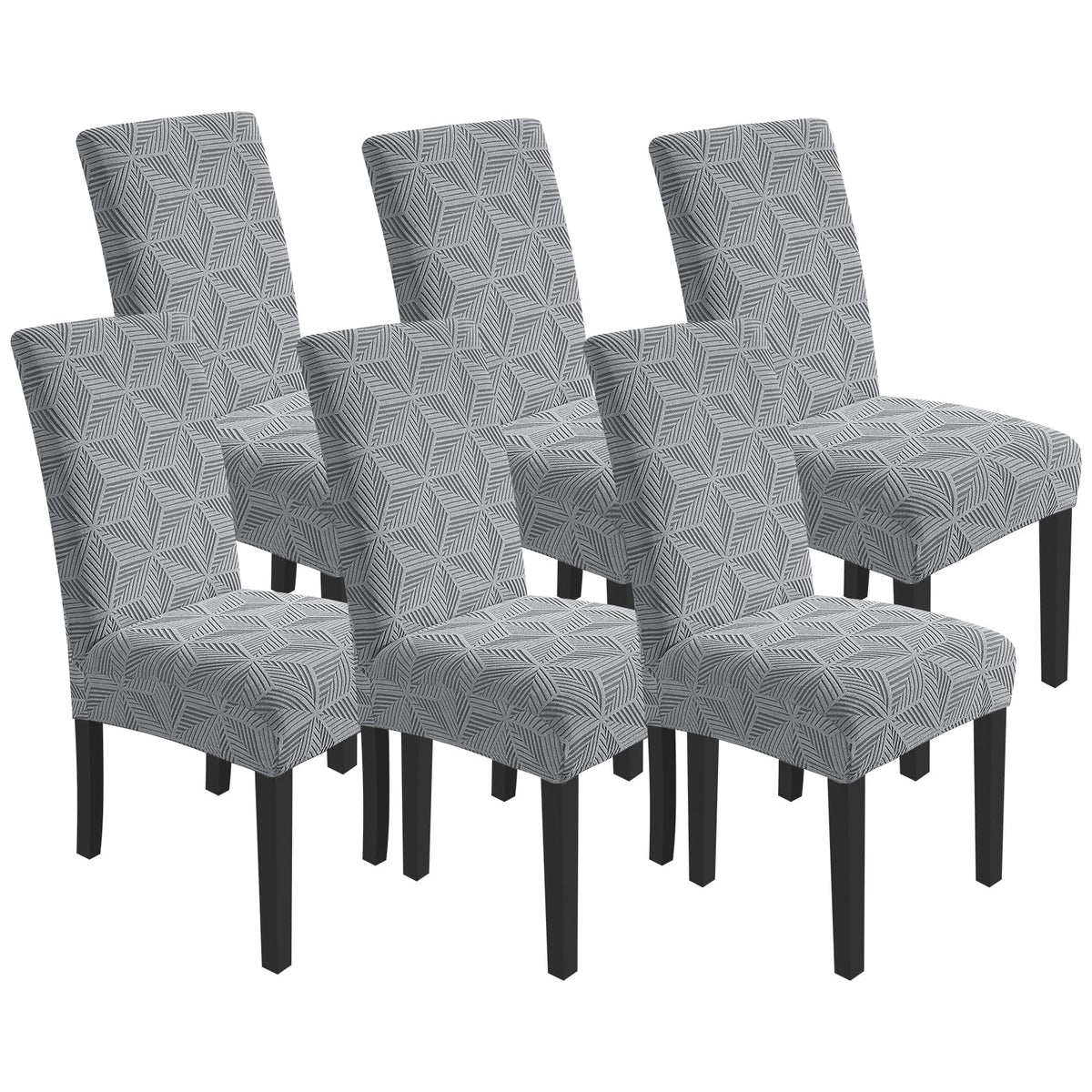 YEMYHOM 2 Packs Latest Checkered Dining Chair Slipcover Parsons Chair Furniture Protector Stretch Chair Covers for Dining Room, Restaurant, Kitchen, Party (Light Gray)