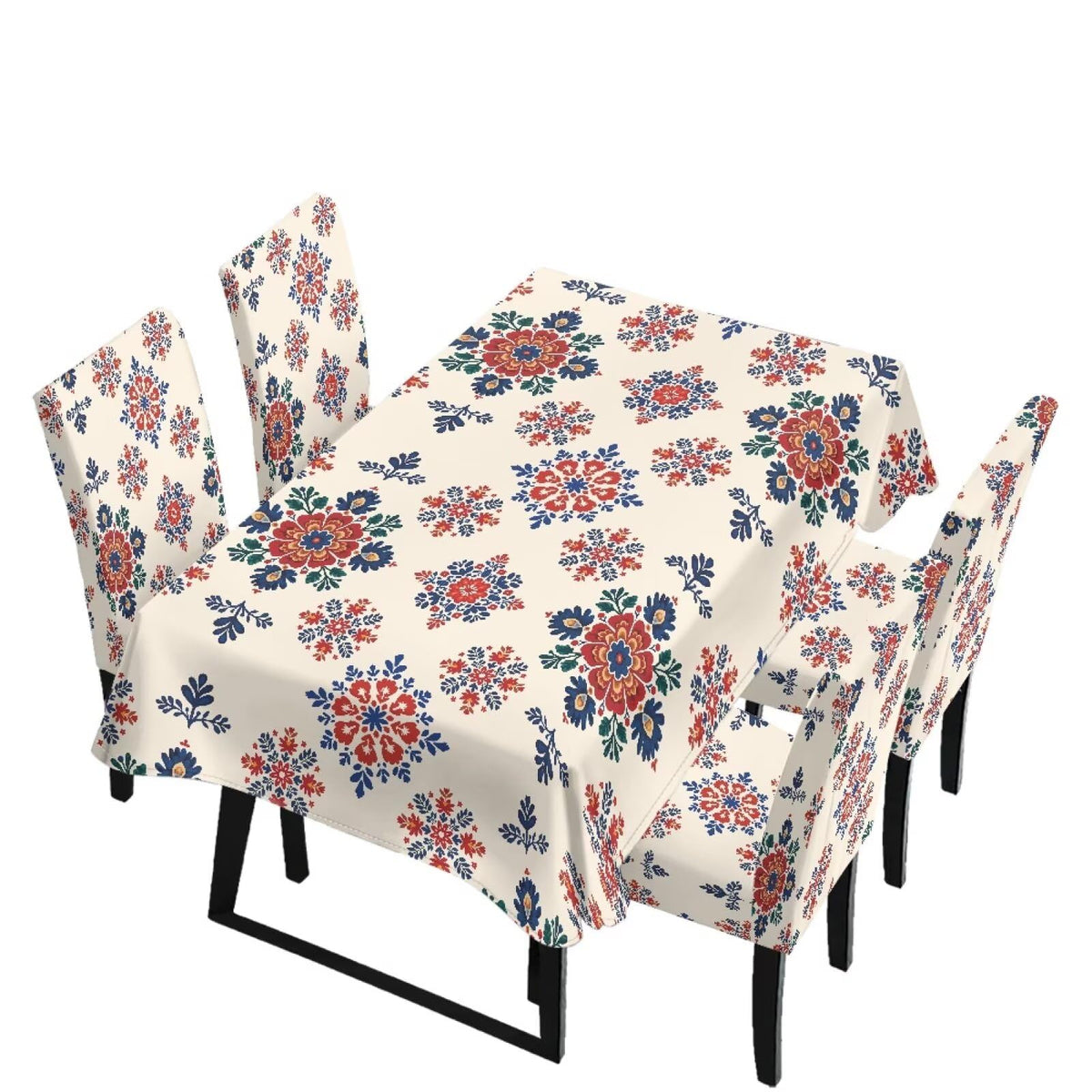 Fall Pumpkin Rectangular Table Cloth & Dining Chair Covers Set of 7, Stain Resistant Wipeable Chair Protectors for Farmhouse Rustic Home Kitchen Party Decor