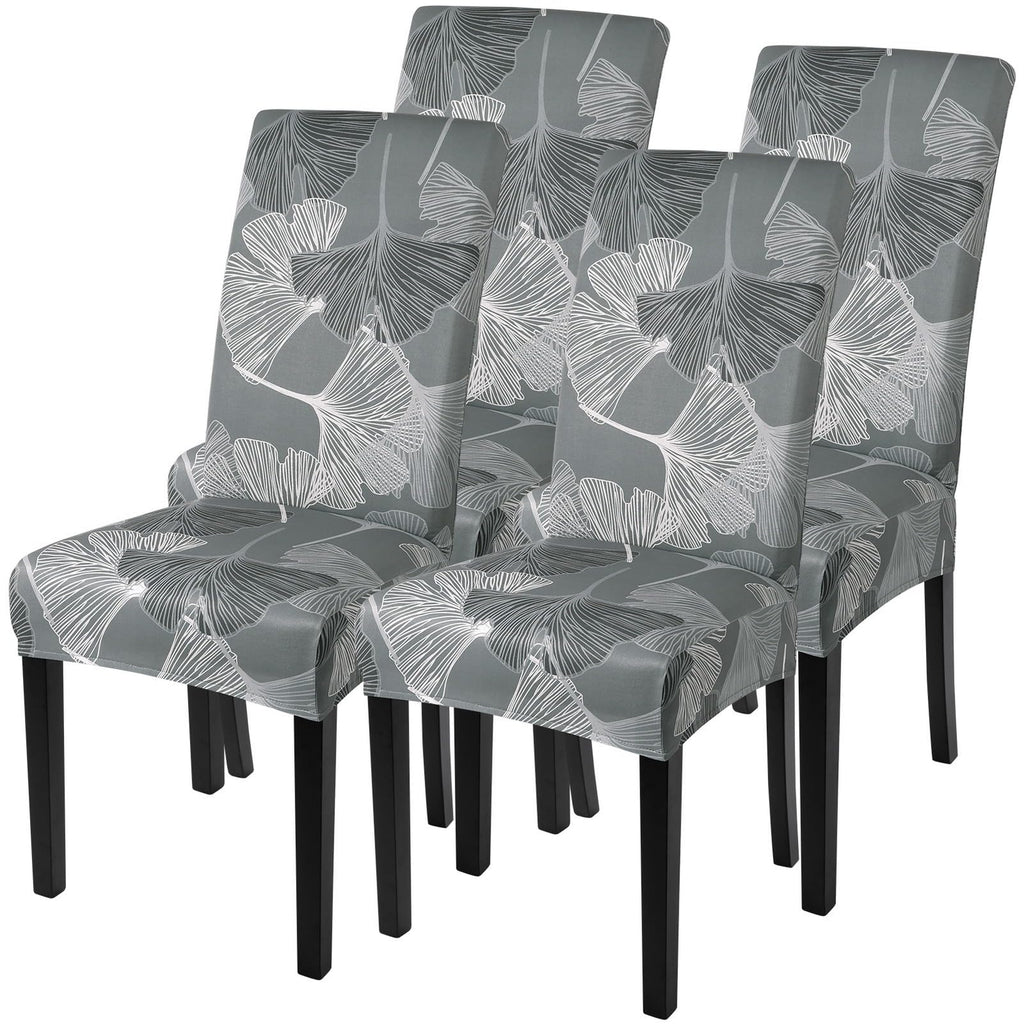 SearchI Chair Covers Slipcovers Set of 4, Spandex Super Fit Stretch Removable Washable Kitchen Parsons Protector for Dining Room,Hotel,Ceremony,Beige+Flowers