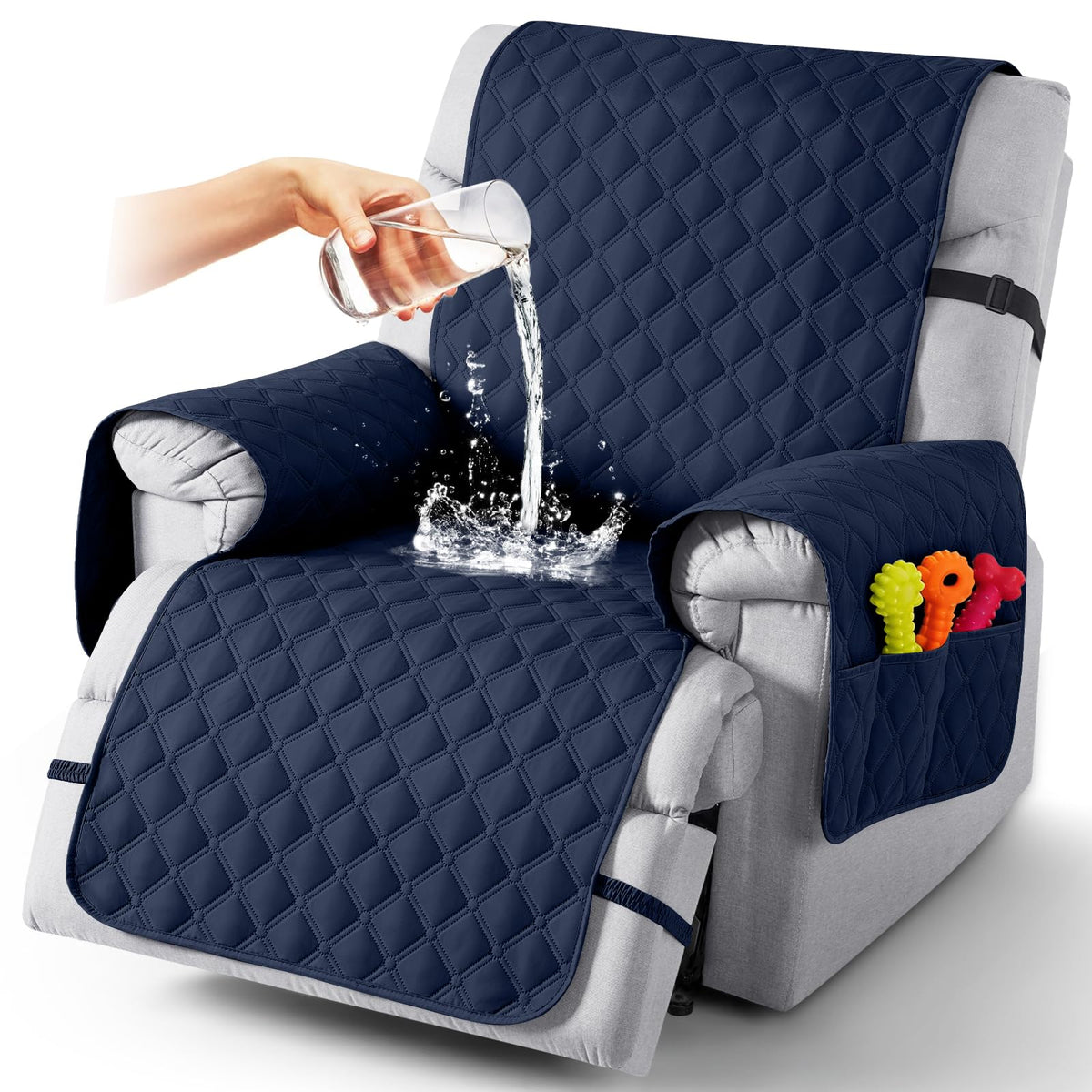 TAOCOCO 100% Waterproof Loveseat Recliner Covers Reversible, Charcoal Gray