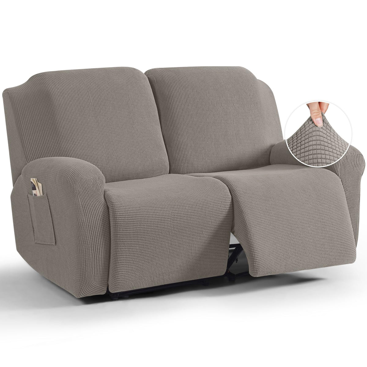TAOCOCO Stretch Loveseat Recliner Covers 6 Piece, Charcoal Grey