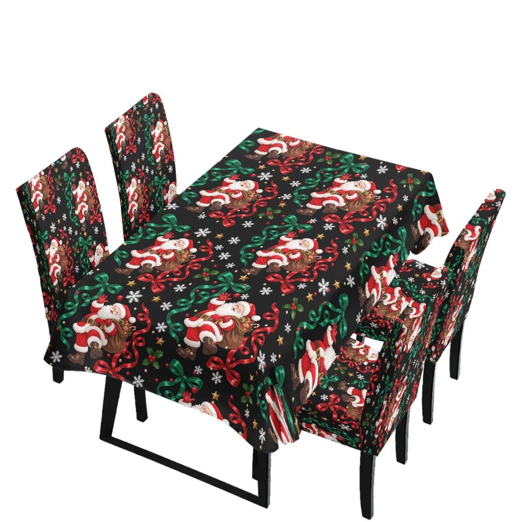 Poinsettia Dining Table & Chair Cover Set for Christmas, Stretch