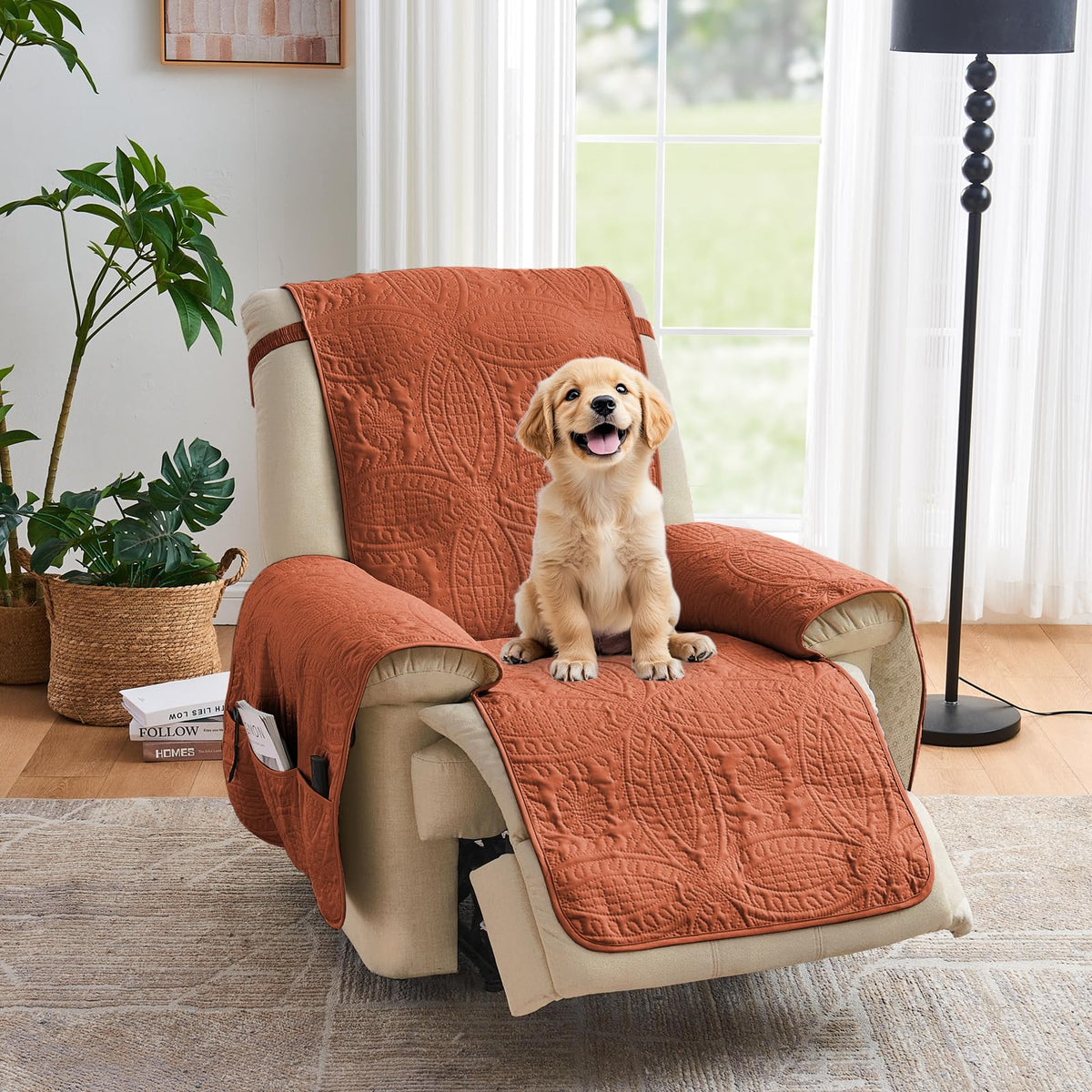 Beige Loveseat Covers for 2 Cushion Couch, Water-Repellent Quilted Covers for Sofa, Machine Washable Love Seat Couch Covers, Pet Friendly Loveseat Slipcovers (Loveseat 48", Beige Cream)