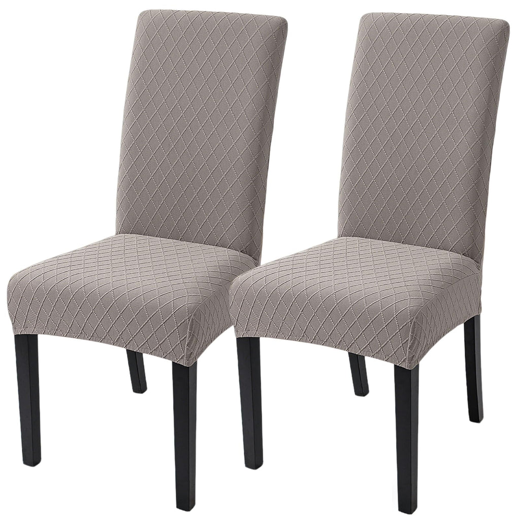 SearchI Dining Room Chair Covers Set of 6, Stretch Jacquard Parsons Chair Slipcovers Super Fit Removable Washable Kitchen Chair Protector Cover for Dining Room, Hotel, Ceremony (Beige Rhombus)