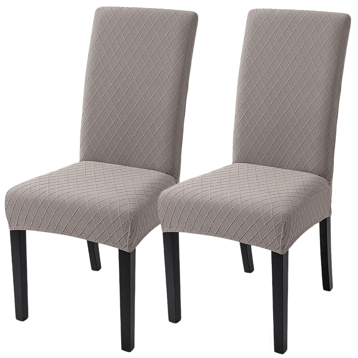 SearchI Dining Room Chair Covers Set of 6, Stretch Jacquard Parsons Chair Slipcovers Super Fit Removable Washable Kitchen Chair Protector Cover for Dining Room, Hotel, Ceremony (Beige Rhombus)