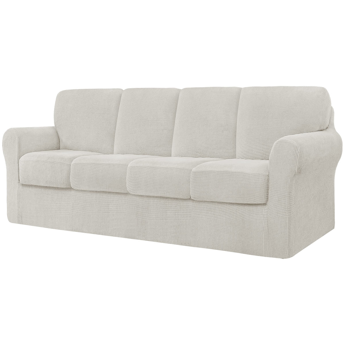 CHUN YI 5 Piece Stretch Couch Covers for Sofa, Loveseat, Grey