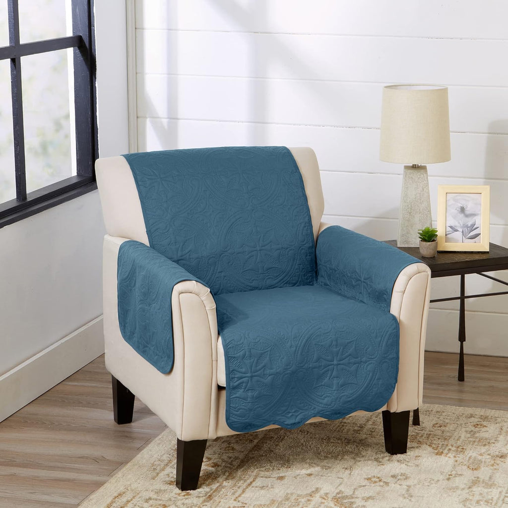 Great Bay Home Reversible Patchwork Sofa Cover - Washable Slipcover Furniture Protector with Elastic Straps - Perfect for Kids & Pets - Box-Stitched Detail (Taupe)