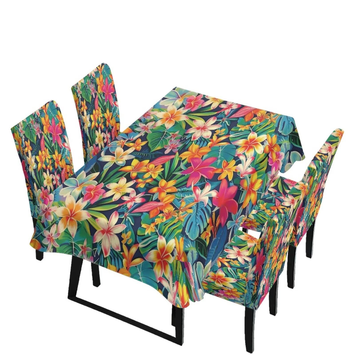 Thanksgiving Themed Dining Room Chair Cover and Tablecloths 5 Packs, Fall Leaf Print Kitchen Chair Seat Slipcovers Anti-Wrinkle Table Protector for Thanksgiving Day Party