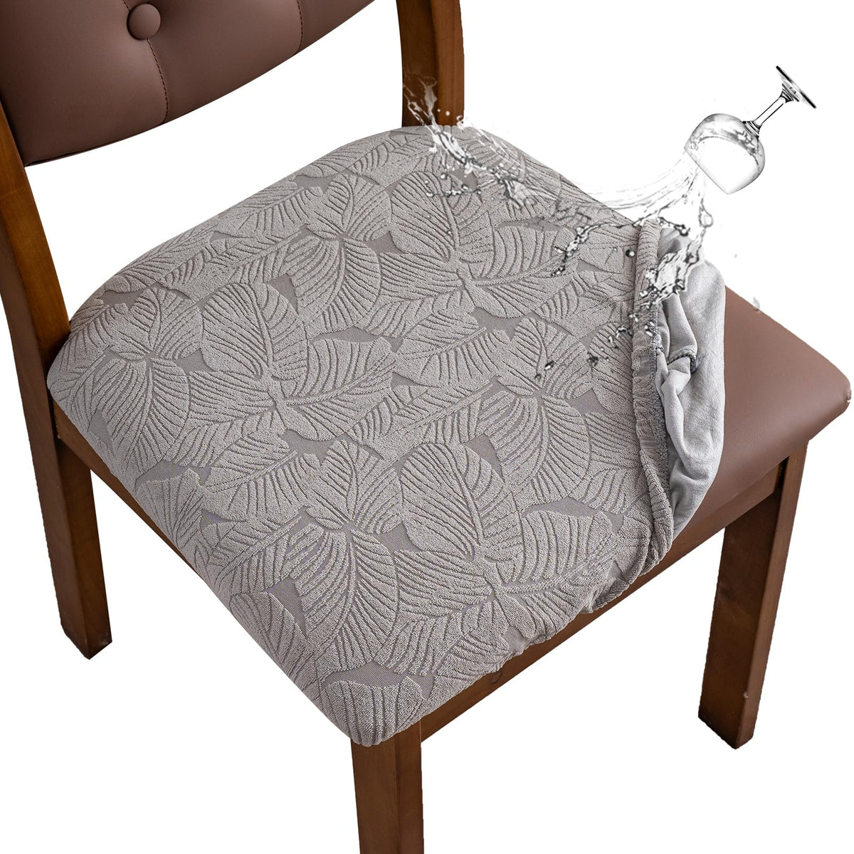 Waterproof Dining Room Chair Covers Set of 6,Taupe,Large