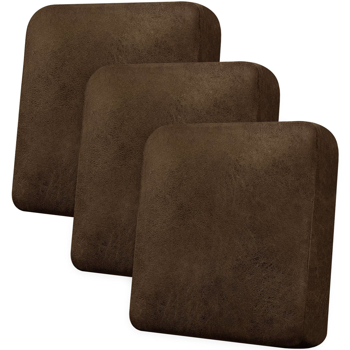 Loveseat Cushion Covers Leather-Look 2PC Stretch Love Seat Slipcover Sets for Living Room Individual Couch Seat Protector, Pet-Friendly, Non-Slip, Easy Fit - Coffee