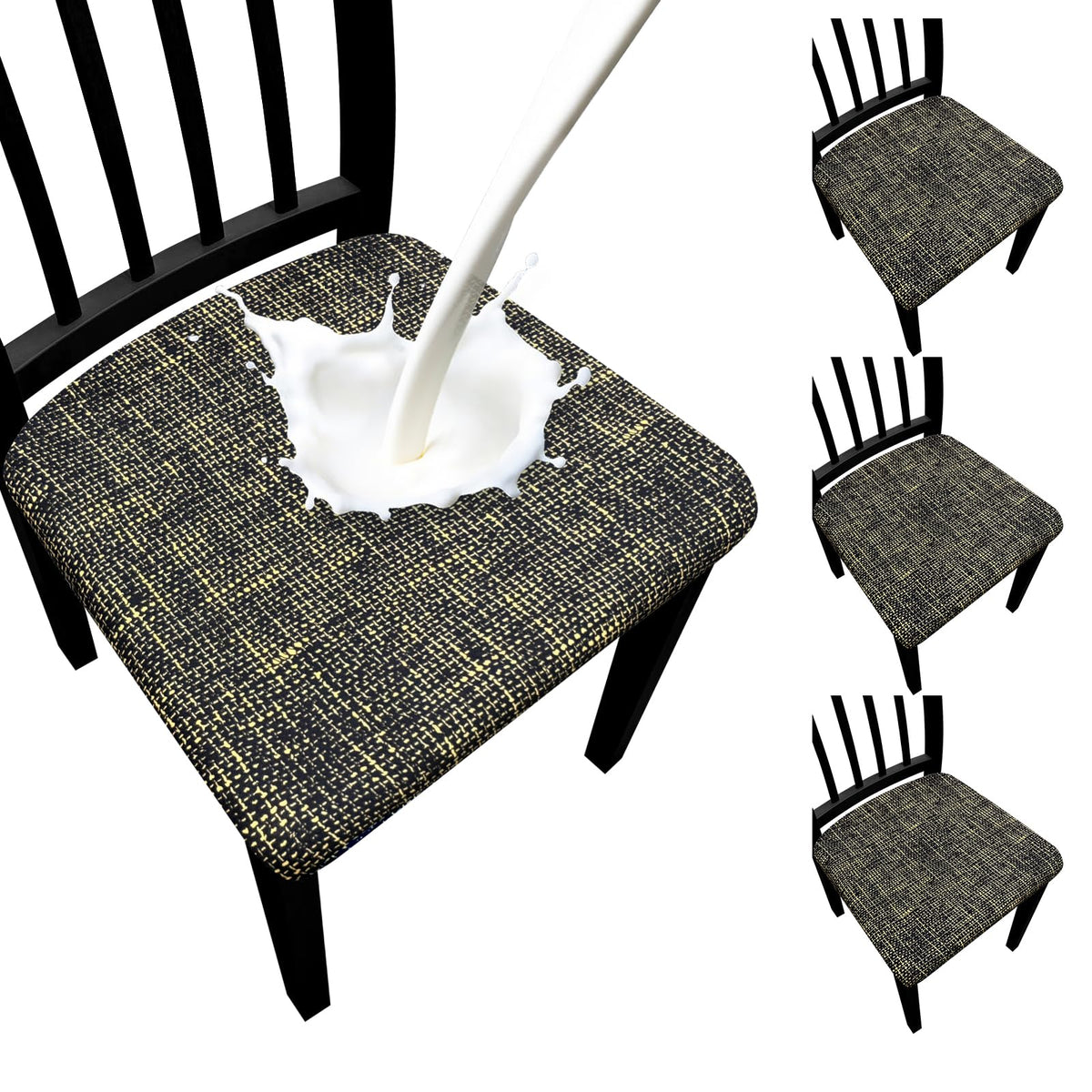 Waterproof Dining Chair Seat Covers Set of 6, Stretch Removable Dining Room Seat Covers for Dining Chairs, Kitchen, Hotel, Party