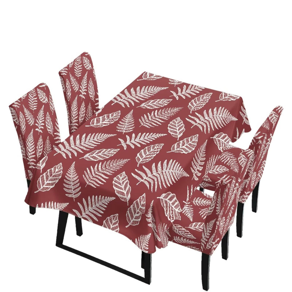 Table Cloth Rectangle Table Set of 7 Include Dining Chair Covers and Tablecloths for Dining Room Kitchen Banquet, Anti-Scratch Chair Seat Cover, Fluid Marble Print Green Gold Brown