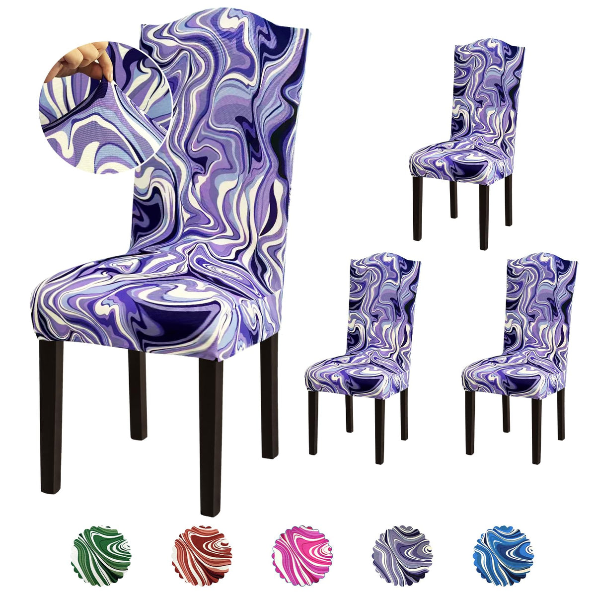 Stretch Dining Room Chair Covers Set of 6, Removable Washable Chair Covers for Dining Chairs,Dining Room, Hotel, Ceremony