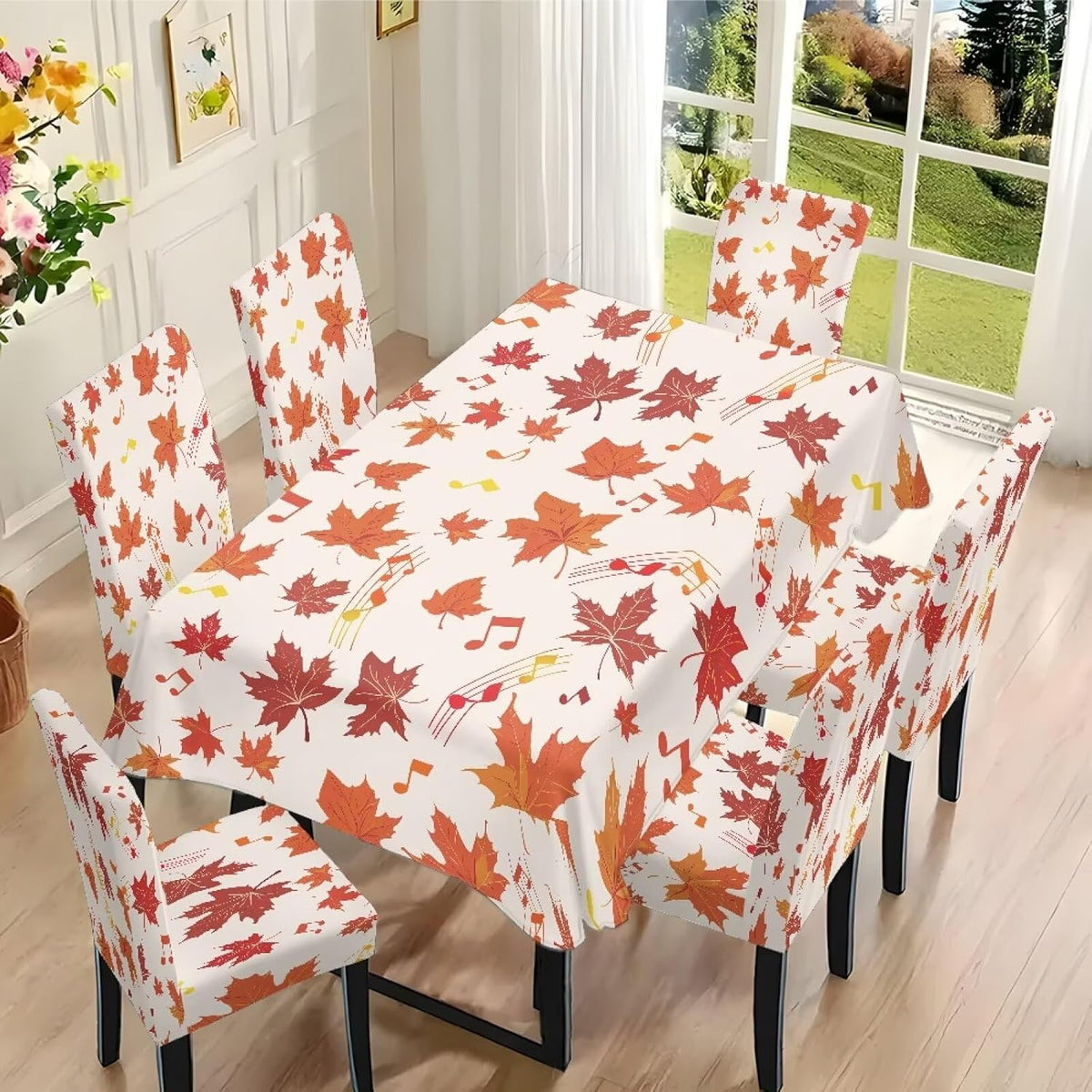Maple Leaf Dining Table & Chair Cover Rectangle Dining Table Decor