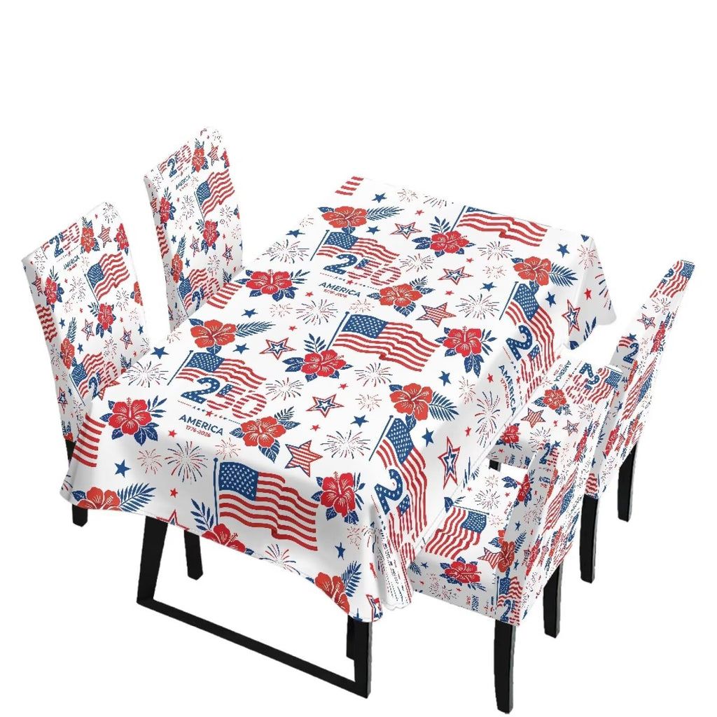 Thanksgiving Themed Dining Room Chair Cover and Tablecloths 5 Packs, Fall Leaf Print Kitchen Chair Seat Slipcovers Anti-Wrinkle Table Protector for Thanksgiving Day Party