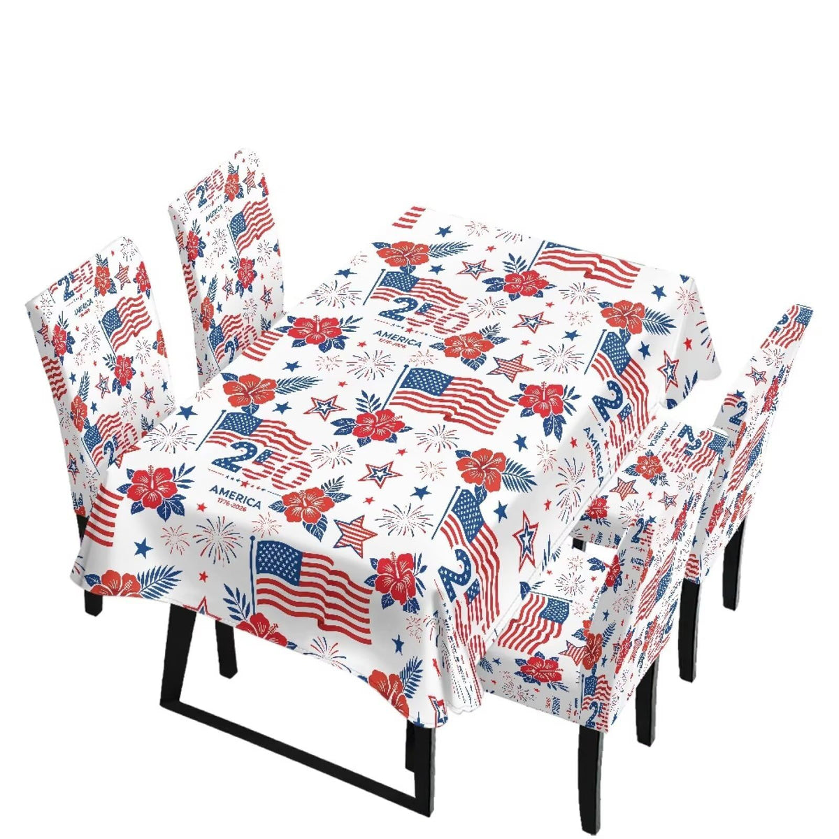 Thanksgiving Themed Dining Room Chair Cover and Tablecloths 5 Packs, Fall Leaf Print Kitchen Chair Seat Slipcovers Anti-Wrinkle Table Protector for Thanksgiving Day Party
