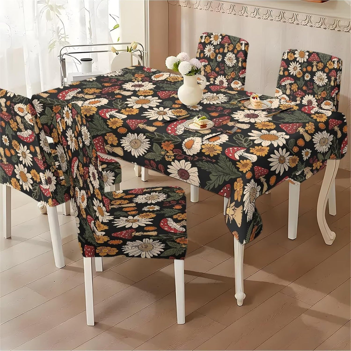 ZDCUSTOM Cozy Dining Chair Covers Tablecloths Rectangular & Table and Chair Covers for Parties Washable Sunflower Dining Room Decor Universal Fit