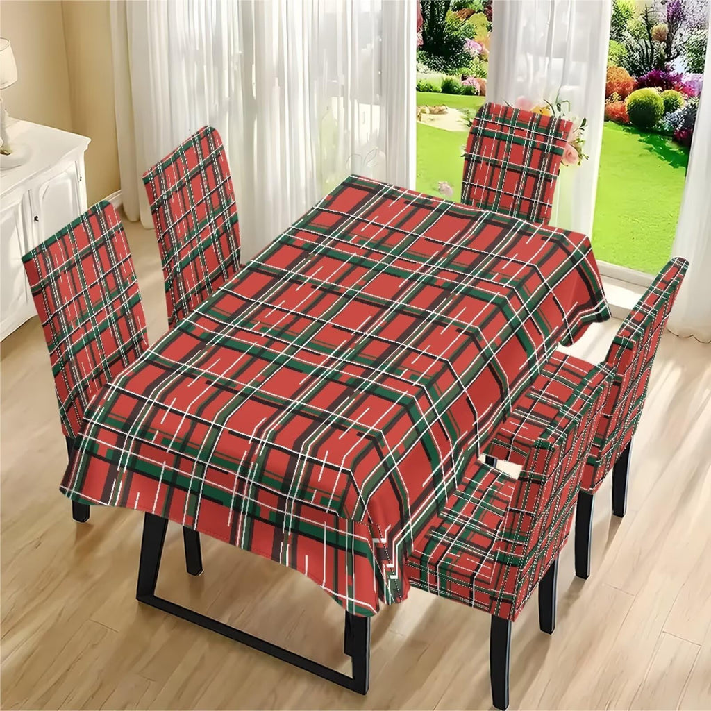 Thanksgiving Themed Dining Room Chair Cover and Tablecloths 5 Packs, Fall Leaf Print Kitchen Chair Seat Slipcovers Anti-Wrinkle Table Protector for Thanksgiving Day Party