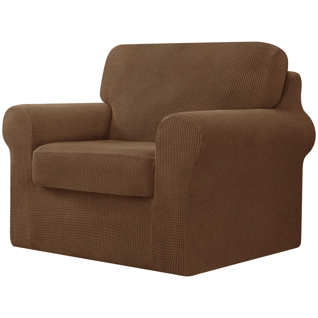 CHUN YI 5 Piece Stretch Couch Covers for Sofa, Loveseat, Khaki
