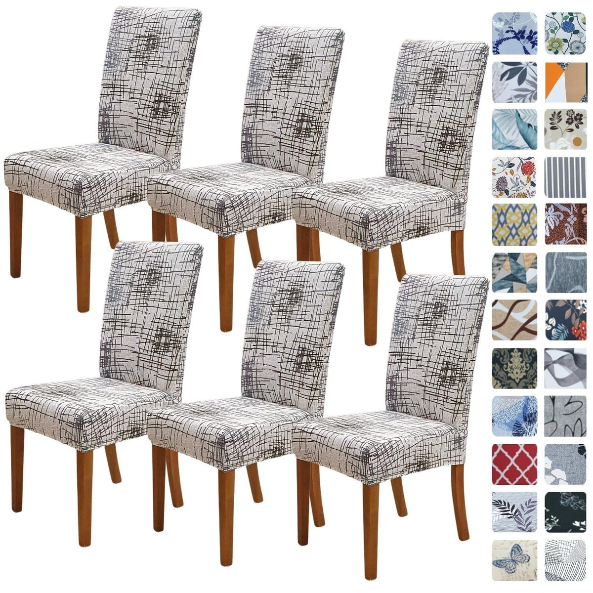 SPRINGRICO Chair Covers for Dining Room Set of 4, Stretch Dining Chair Cover, Washable Spandex Kitchen Parsons Chair Slipcovers, Removable Seat Protector for Home or Party (4 Pack, Lotus Gray)