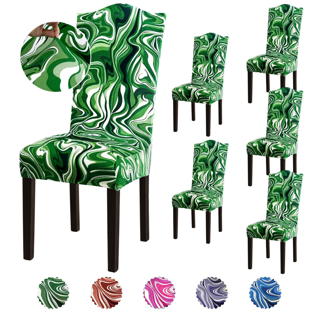 Stretch Dining Room Chair Covers Set of 6, Removable Washable Chair Covers for Dining Chairs,Dining Room, Hotel, Ceremony