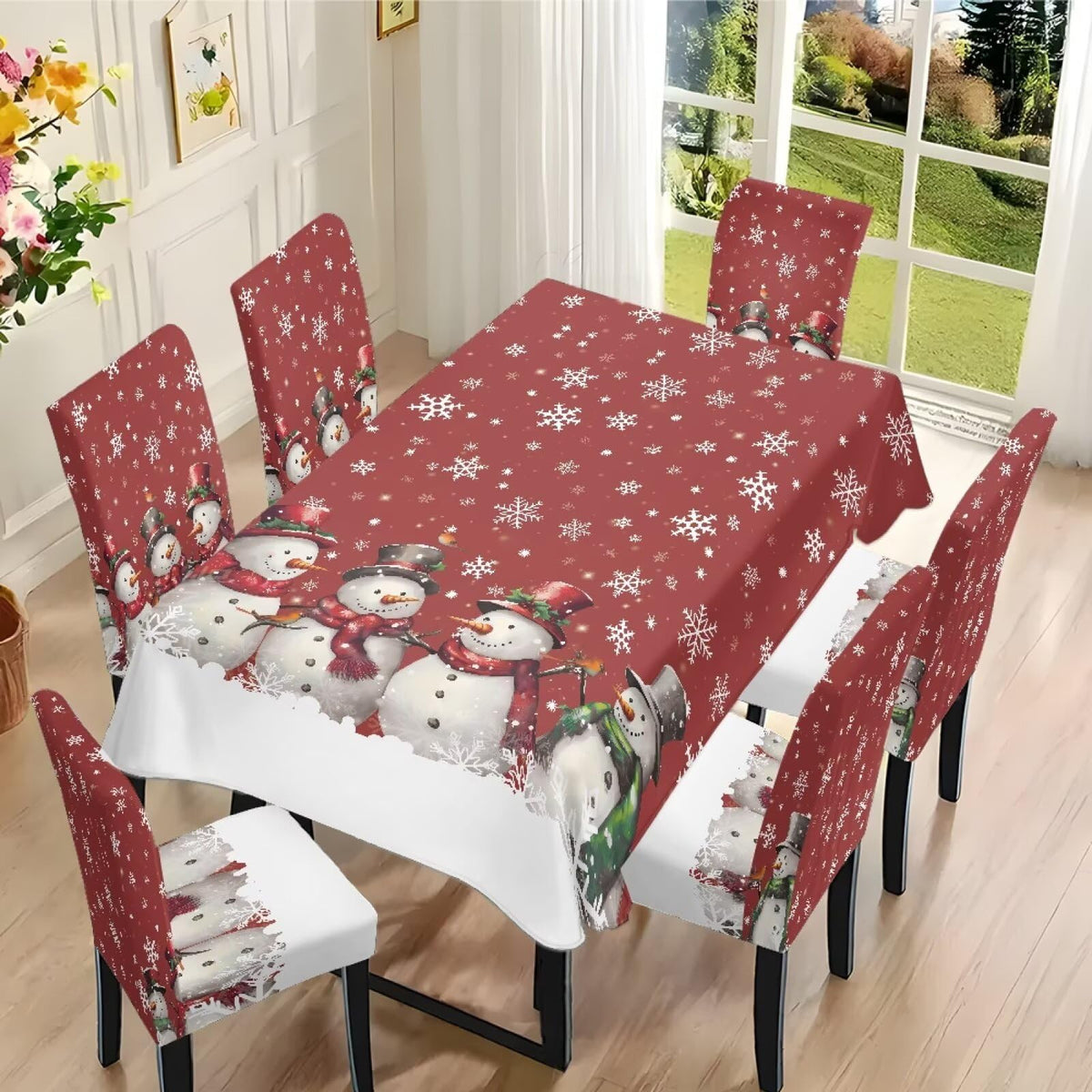 ZDCUSTOM Valentines Table Cloth and Chair Cover Set of 4 Romantic Tablecloths Rectangular Pink Chair Covers for Dining Chairs Stain Resistant Decoration