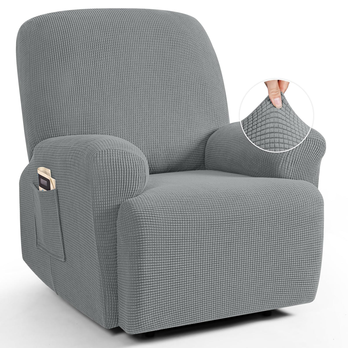 TAOCOCO Stretch Loveseat Recliner Covers 6 Piece, Charcoal Grey