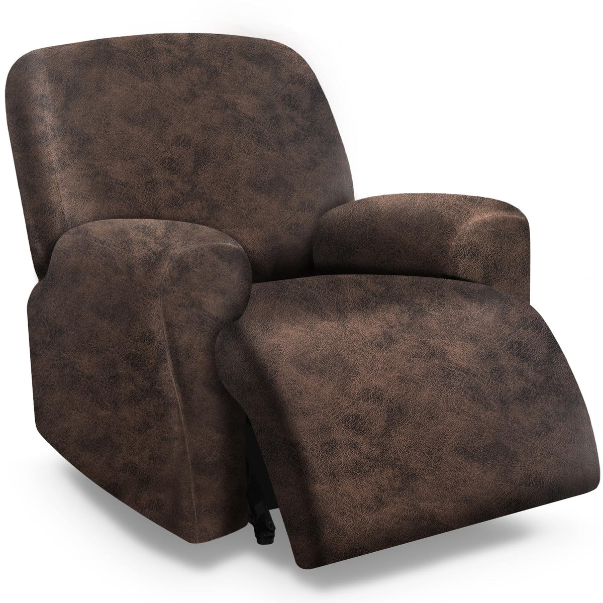 molasofa Leather Like Additional Recliner Console Cover for Reclining Loveseat Covers Stretch Jacquard Middle Consolefor Recliner Couch(Dark Brown)