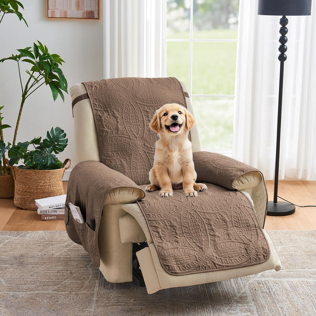 Stay in Place Ivory White Quilted Loveseat Couch Cover for 2 Cushion Couch, Water Repellent Love Seat Quilted Sofa Covers Washable, Pet Friendly Slipcovers (Loveseat 48", Ivory White)