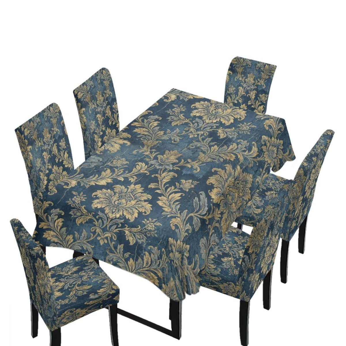 Light Grey 7 Pcs Tablecloth and Chair Covers Set Removable Chair Covers Set of 6 with Table Cover for Dining Room Washable Furniture Protector for Family Gathering Potluck