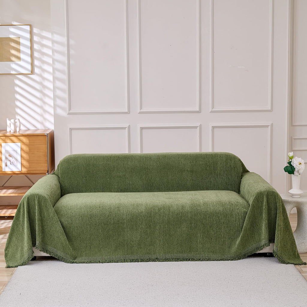 Erke Loveseat Cover Sheet Blanket, Machine Washable Non Slip Chenille Cushion Slipcover for Pets, 2-Seater Love seat Sofa Bed Chair Slip Covers Furniture Decor Protector
