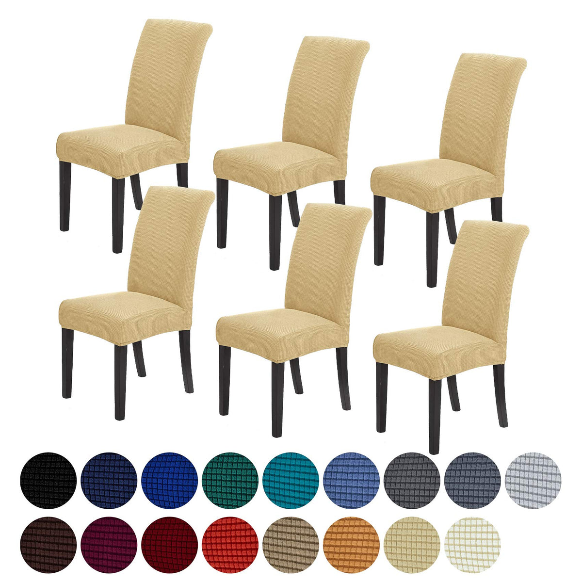 Stretch Chair Covers for Dining Room Set of 4, Removable Washable Dining Room Chair Covers, Dining Chair Slipcovers Seat Protector, Great for Home and Banquet Decor (Pureed Pumpkin, 4 Pack)