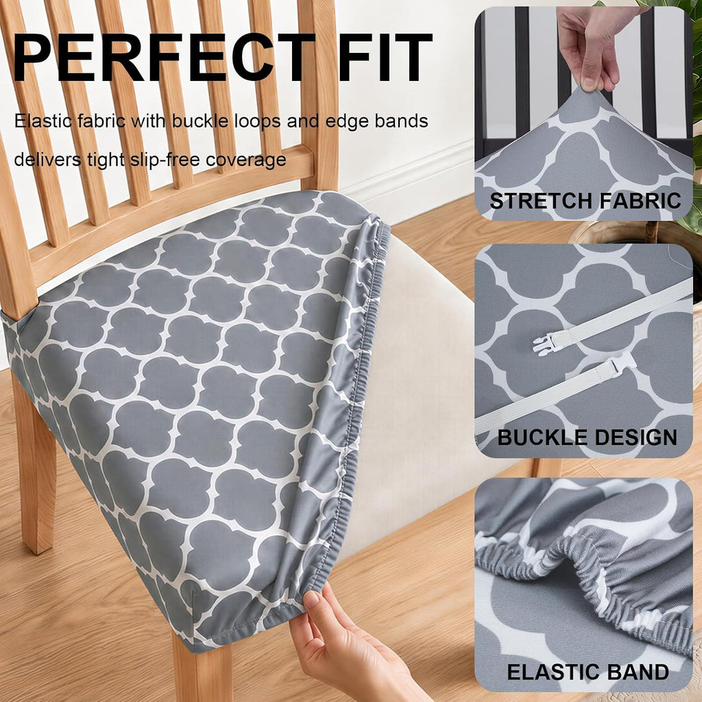 Stretch Chair Seat Covers Set of 4 for Dining Living Room Kitchen Chairs Universal Washable Slipcover Protector Forros Fundas Cobertores para Sillas De Comedor Party Home Decor Gift