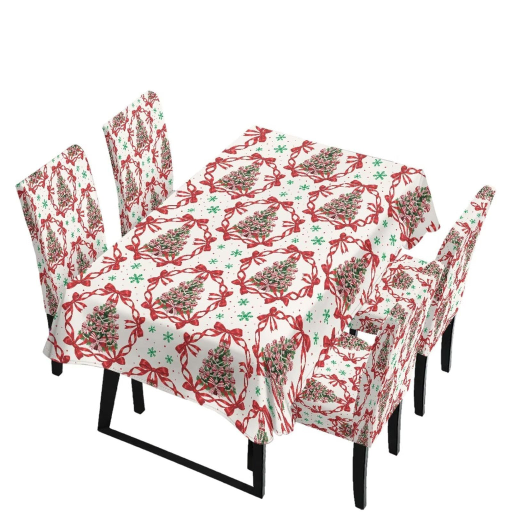 Poinsettia Dining Table & Chair Cover Set for Christmas, Stretch