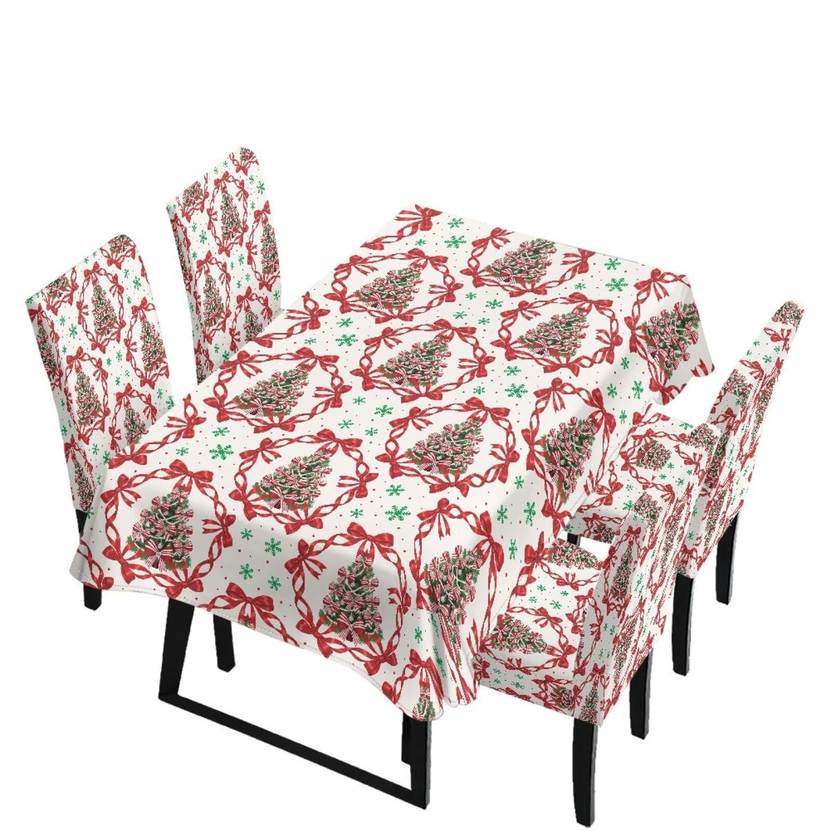 Poinsettia Dining Table & Chair Cover Set for Christmas, Stretch